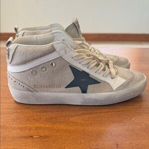 Golden Goose Beige and Black Midstar Sneakers